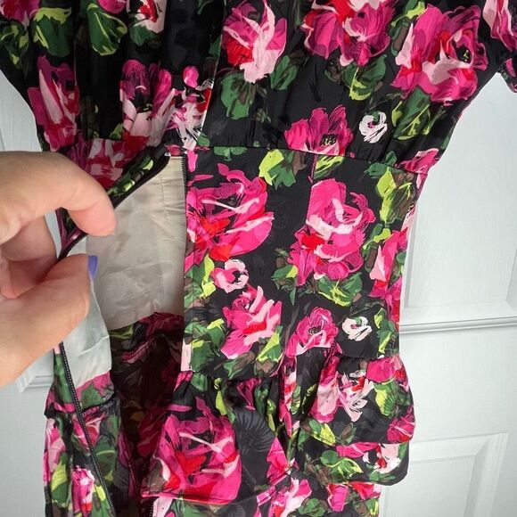 Vintage Silk Form Fitting Dress Floral Size 4 - Picture 11 of 14